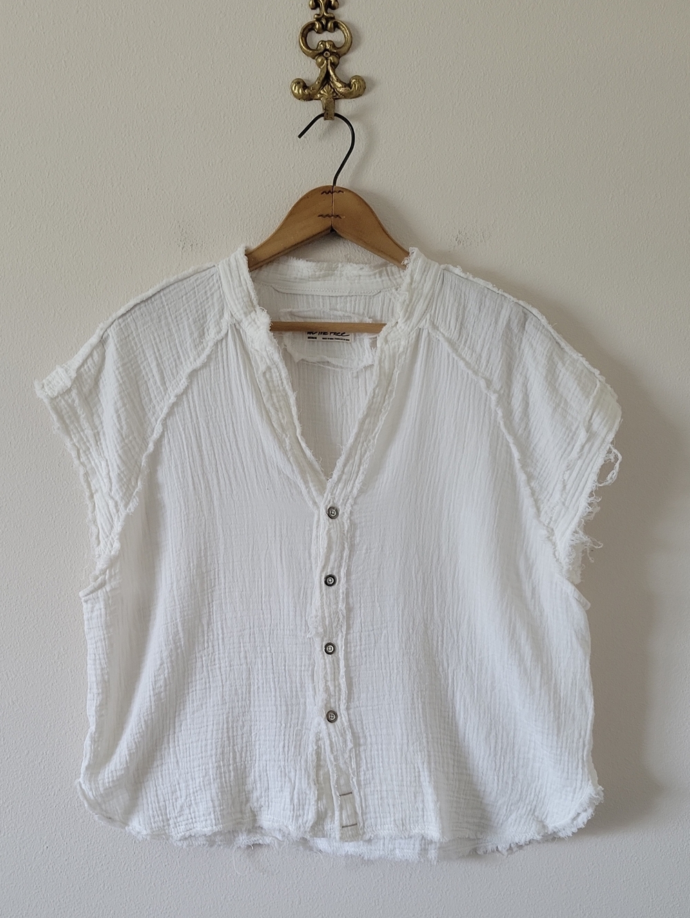 We the Free White Gauze Button Down Size Medium